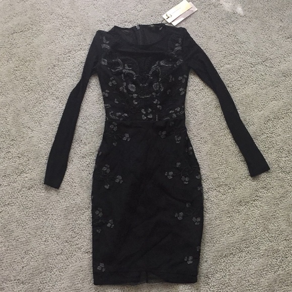 Lipsy | Dresses | New Lipsy London Black Dress Lbd Sheer Sleeves | Poshmark